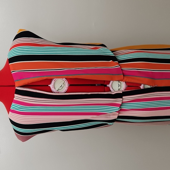 NWOT Adrianna Papell candy striped blouse dress - Picture 7 of 15